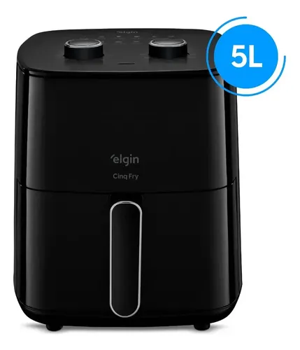 Fritadeira Elétrica Air Fryer Cinq Fry 5l 1500w Preto Elgin Preto