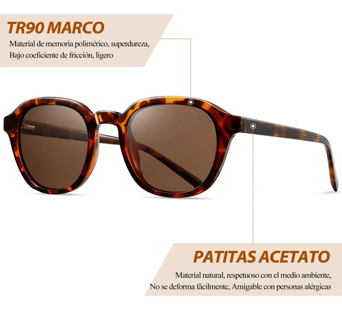 Lentes De Sol Joopin M1123 Mujer Hombre Polarizado Moda Cuadrados Uv Gafa Carey/marrón