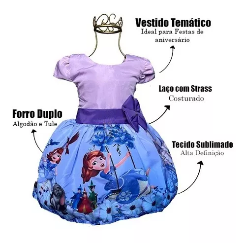 Vestido Moana Azul Luxo Temático Infantil Festa - IS STORE