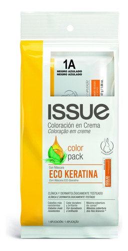  Coloración En Crema Tinta Issue Color Pack Eco Keratina Ub Color Negro-azulado