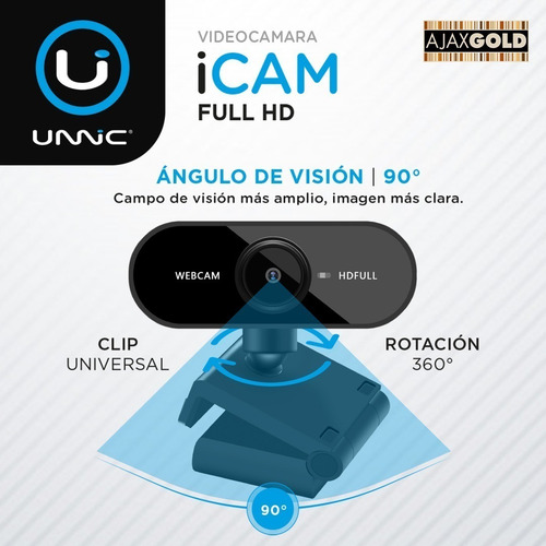 Imagen 5 de 6 de Camara Web Webcam Usb Pc Full Hd 1080p Plug & Play Microfono
