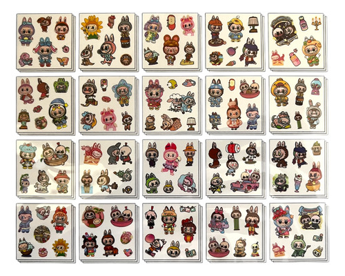Set 100 Stickers Labubu Caja Láminas Con Pegatinas