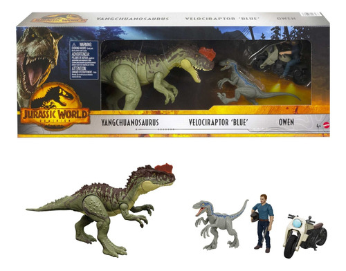 Set Figuras Dinosaurios Jurassic World Moto Niños +3 Mattel.