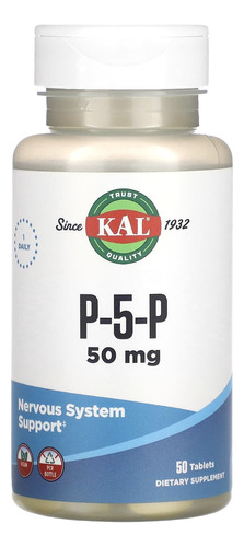 Vitamina B6  P-5-p 50 Mg - 50 Tabletas Vegano - Kal