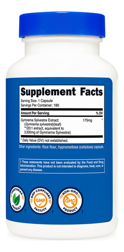 Suplemento Nutricost: Extrato De Gymnema Sylvestre 3500mg 18