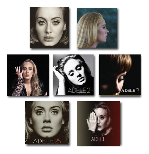 Cuadros Adele Discografía 7 Piezas Pvc Rígido 25x25cm