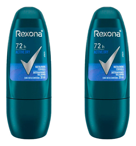 Antitranspirante Roll On Rexona Active Dry 72h (kit Com 2)