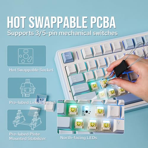 Paquete Epomaker Aula F75: Teclado Mecánico Inalámbrico Rgb