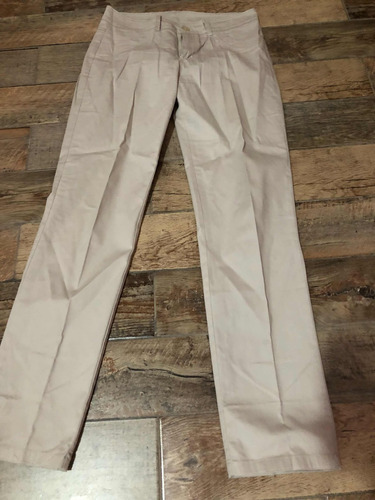 Pantalón De Gabardina Beige
