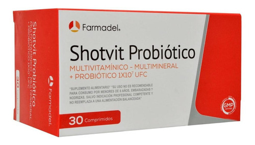 Shotvit Probiótico - Farmadel, Multivitamínico (30 Comp) Sabor Sin Sabor
