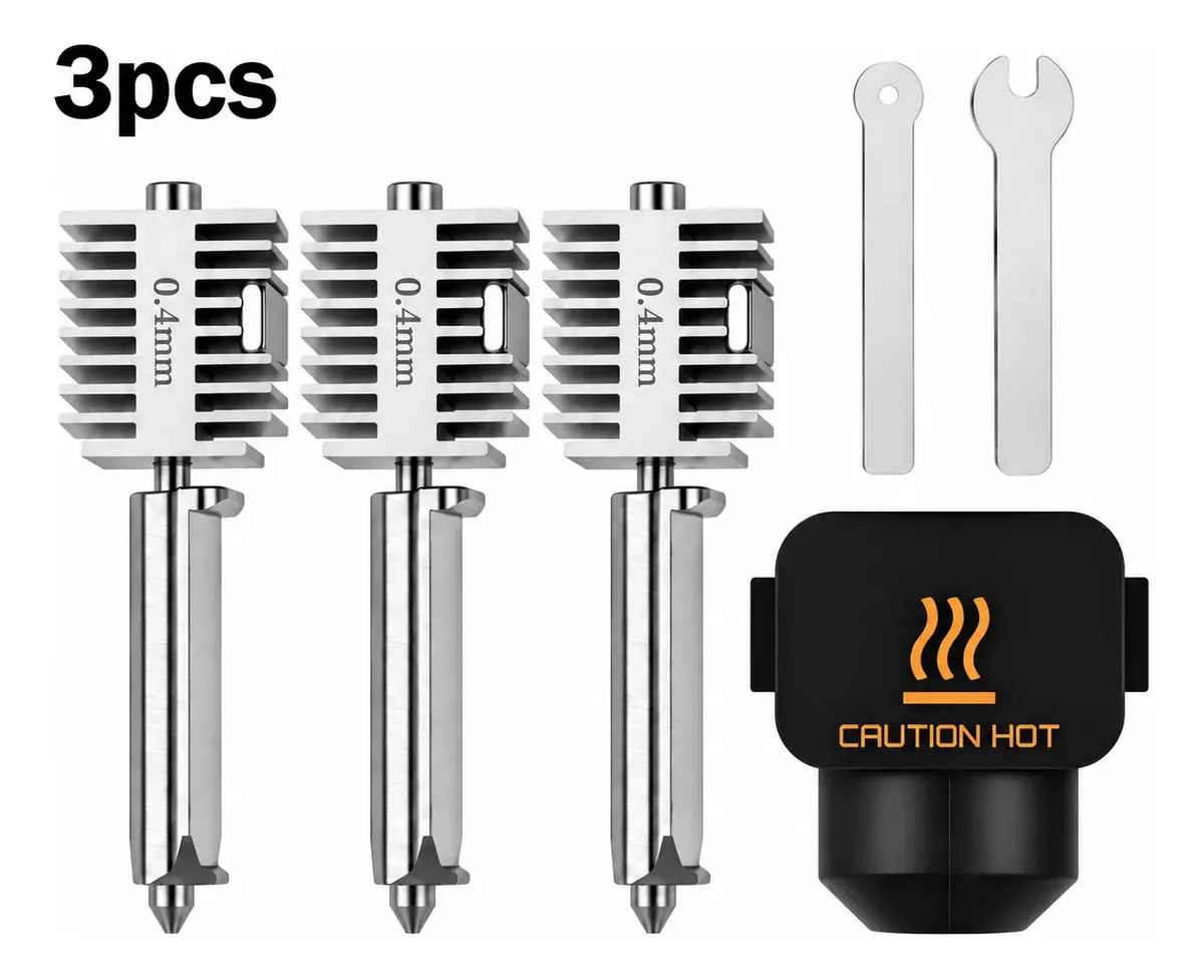 kit 3 pcs Bico Hotend acessorios para bambu lab peças A1/A1 mini kit impressora 3d 0.4mm aquecimento bico Nozzle endurecido peças Aço temperado kit aquecimento Cabeça fixto