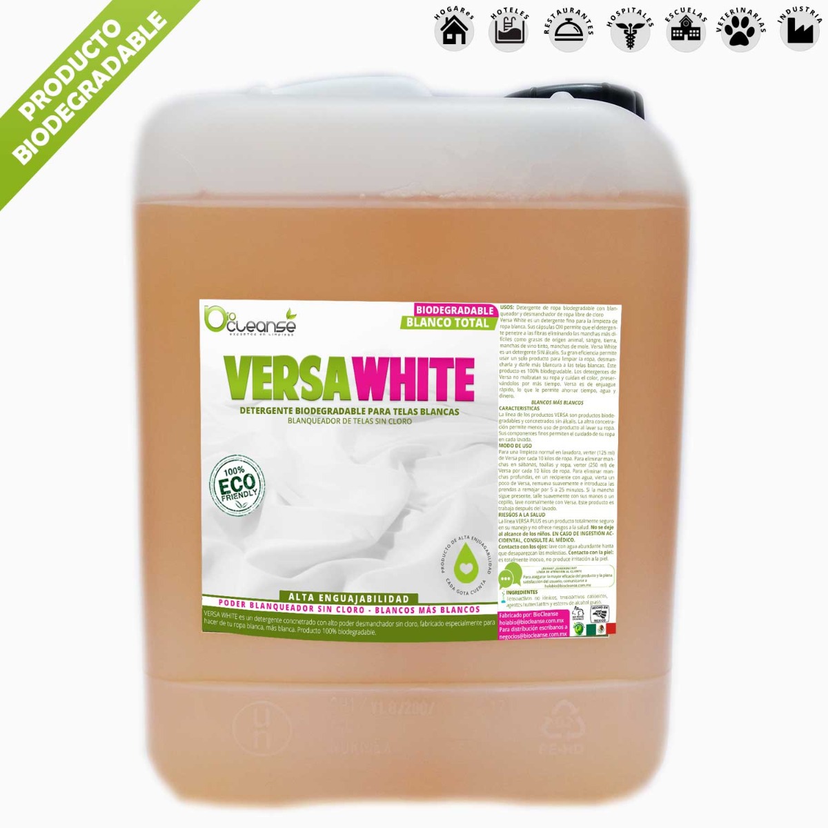 Detergente Para Ropa Blanca Limpia Desmancha Da Brillo 5 L | BIOCLEANSE
