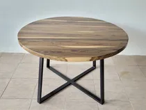 Comprar Mesa Redonda Industrial De Comedor Madera Dura Maciza 100cm 