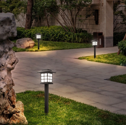 Luminaria Espeto Energia Solar Kit 4 Unid Jardim Iluminação