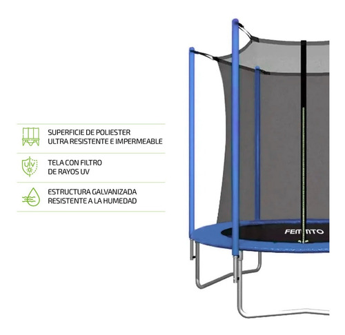 Imagen 2 de 10 de Cama Elastica 1.85 Metros Red Protectora Chicos Trampolin