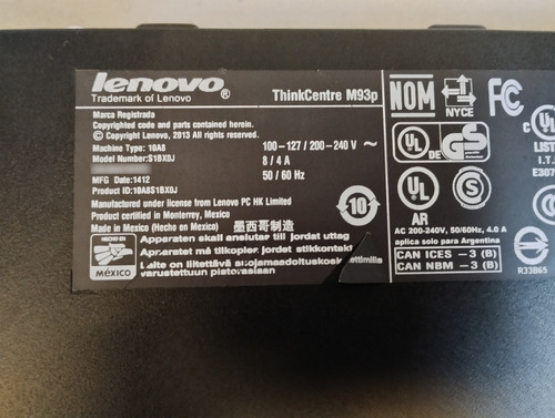 Cpu Lenovo Thinkcentre M93p I5-4570 8gb 500gb (Usado)