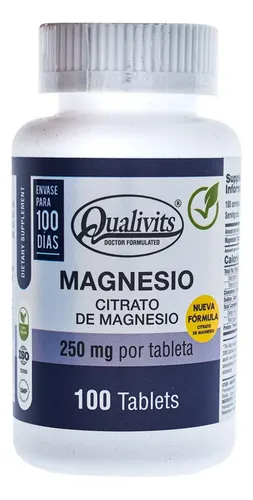 Citrato De Magnesio Qualivits® 250mg X 100 Tabletas Calidad Sin Sabor