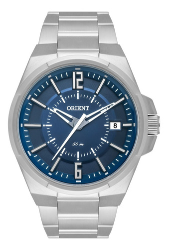 Relógio Orient Masculino Mbss1410 D2sx Azul Original Analogo Cor da correia Prateado Cor do bisel Prata