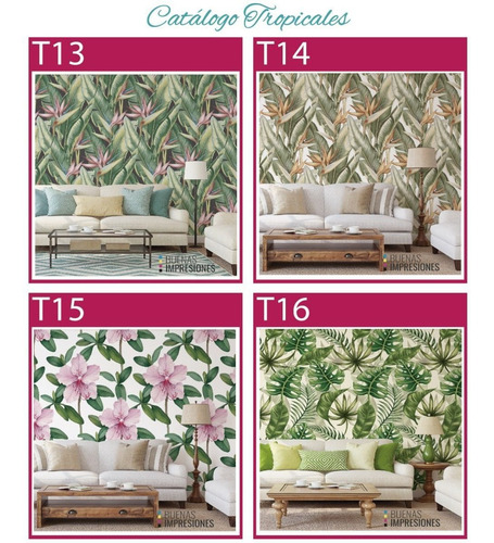 Imagen 8 de 10 de Vinilos Decorativos Pared Empapelado Tropical Piedra Madera