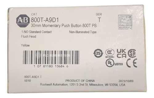 Allen-bradley 800t-a9d1 30mm Momentary Push Button