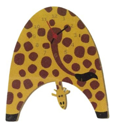 Relógio Parede Pêndulo Madeira Brincadeira Criança Girafa
