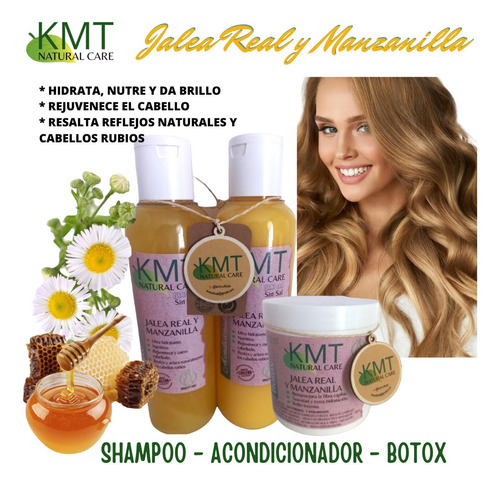 Set Jalea Real Y Manzanilla - Shampoo, Acondicionador, Botox