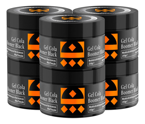 Kit 06 Gel Cola Boomer Black Embaixador 250g