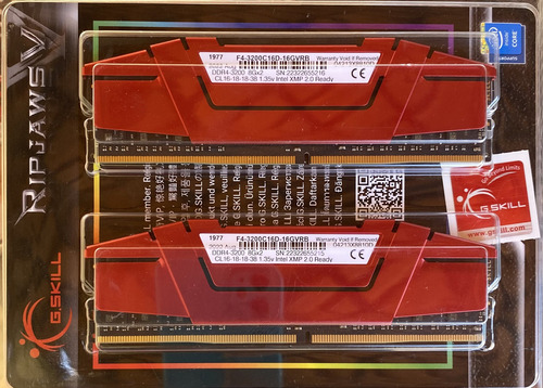 Memoria G.skill Ripjaws V de 16 GB (2 x 8), Ddr4, 3200 MHz, color rojo