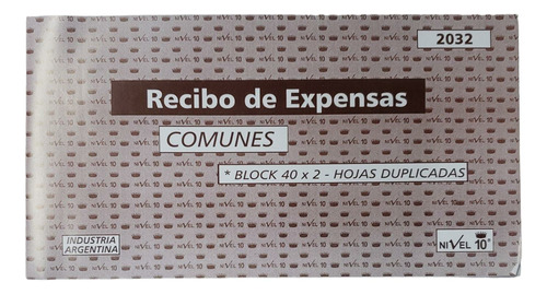 Talonario Expensas Comunes 2032 Nivel 10 Pack X 5 Unidades