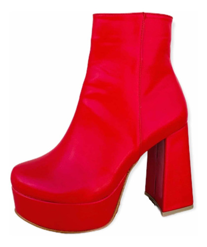 Botas Mujer Plataforma Moda Rojo