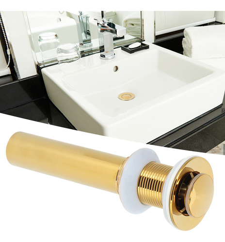 Tapón De Desagüe Dorado Para Lavabo Sin Rebosadero, Antiatas