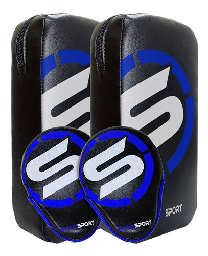 Aparador De Chute + Manopla De Soco Para Treino Muay Thai Stylo Sport Cor Azul