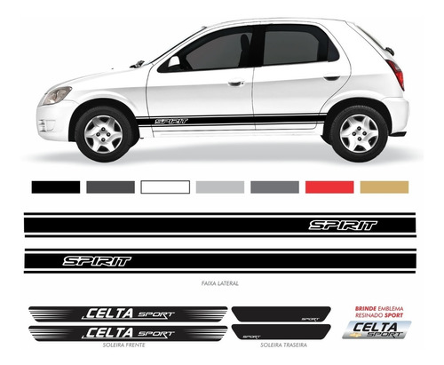 Kit Adesivo Chevrolet Celta Faixa Lateral + Soleira Kit30