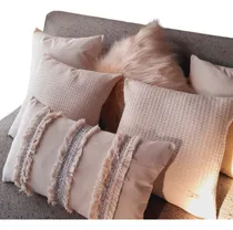 Comprar 3 Almohadones Nordicos Piel Tusor Flecos Decoracion Envio