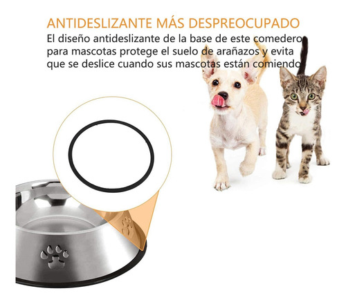 Cuenco Alimentación Perro Antideslizante De Acero Inoxidable