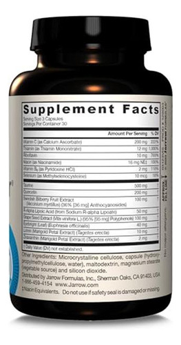 Jarrow Formulas Vision Optimizer Suplemento Visión 90 Caps
