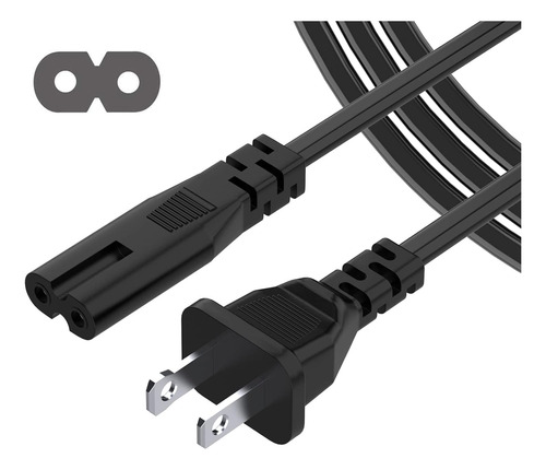 Pack De Cable De Poder Ac 2 Prong 6ft Para Laptops Y Tv