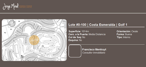 Lote Interno #0-100 - Costa Esmeralda - Golf 1 - 1014m2 #id 10862