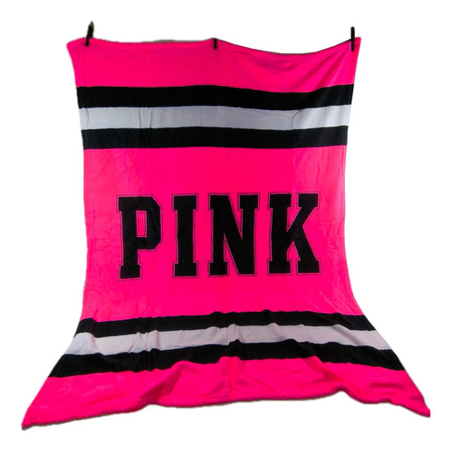 Victoria's Secret Frazada Manta Polar Logo Pink 120x160cm