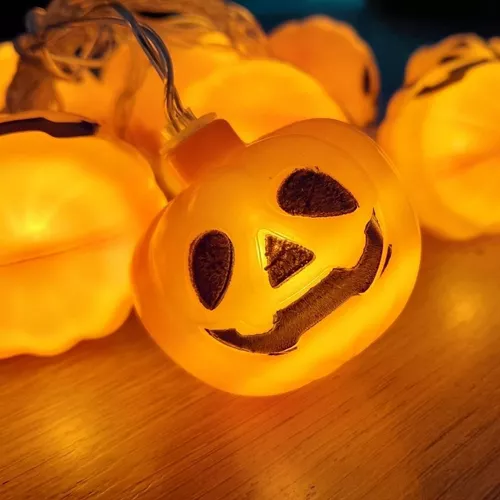 Luminária Halloween Cordão De Abóbora - Bom Preço Magazine