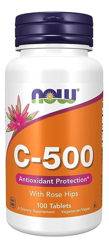 Vitamina C-500 With Rose Hips 100 Tablet, Now,