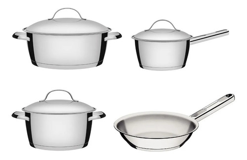 Batería De Cocina Tramontina Allegra Acero Inoxidable 4 Piez