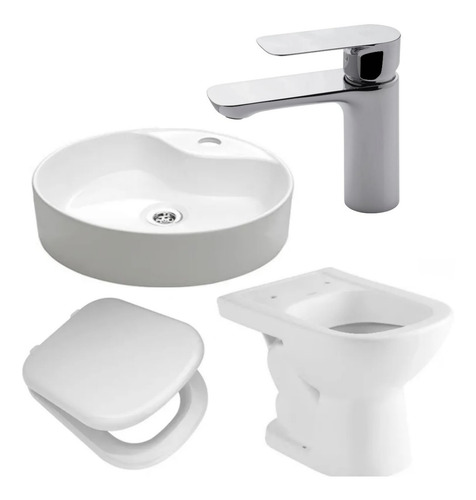 Imagen 1 de 5 de Set Toilet 4 Bacha Grif Fv Coty Inodoro Tapa Ferrum Bari