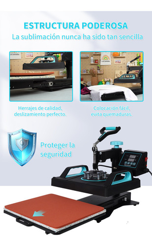 Kit Sublimación 8 En 1 Plancha Para Sublimar Playeras Gorras Con Pista Deslizante Mecolour