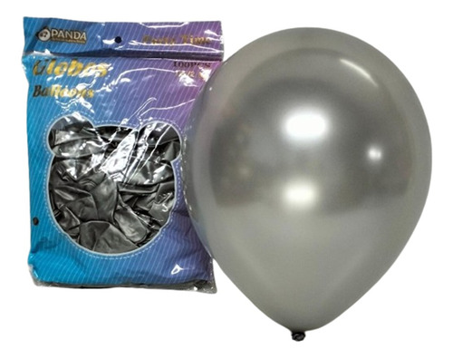 100 Globos Metalicos Perla Latex Plata R12 Calidad Helio