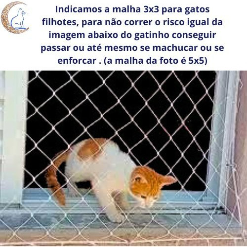 Kit 9.00x1.60 Redes De Proteção Malha 3x3 P/ Gatos Calopsita