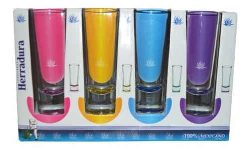 Juego De Tequileros Herradura 8 Pzas Multicolor