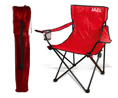 Silla Director Camping Apoyabrazo Porta Vaso Bolso Rojo Iael