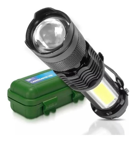 Mini Lanterna Tática Militar Led Recarregável Clip Estoj 407