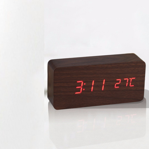 Relógio De Mesa Digital Data Hora Temperatura Led Sensor